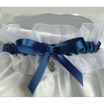 2016 Hotsale nuptiale jambe jarretier avec fleur quelque chose Blue Ribbon Bow mariage Jarretière